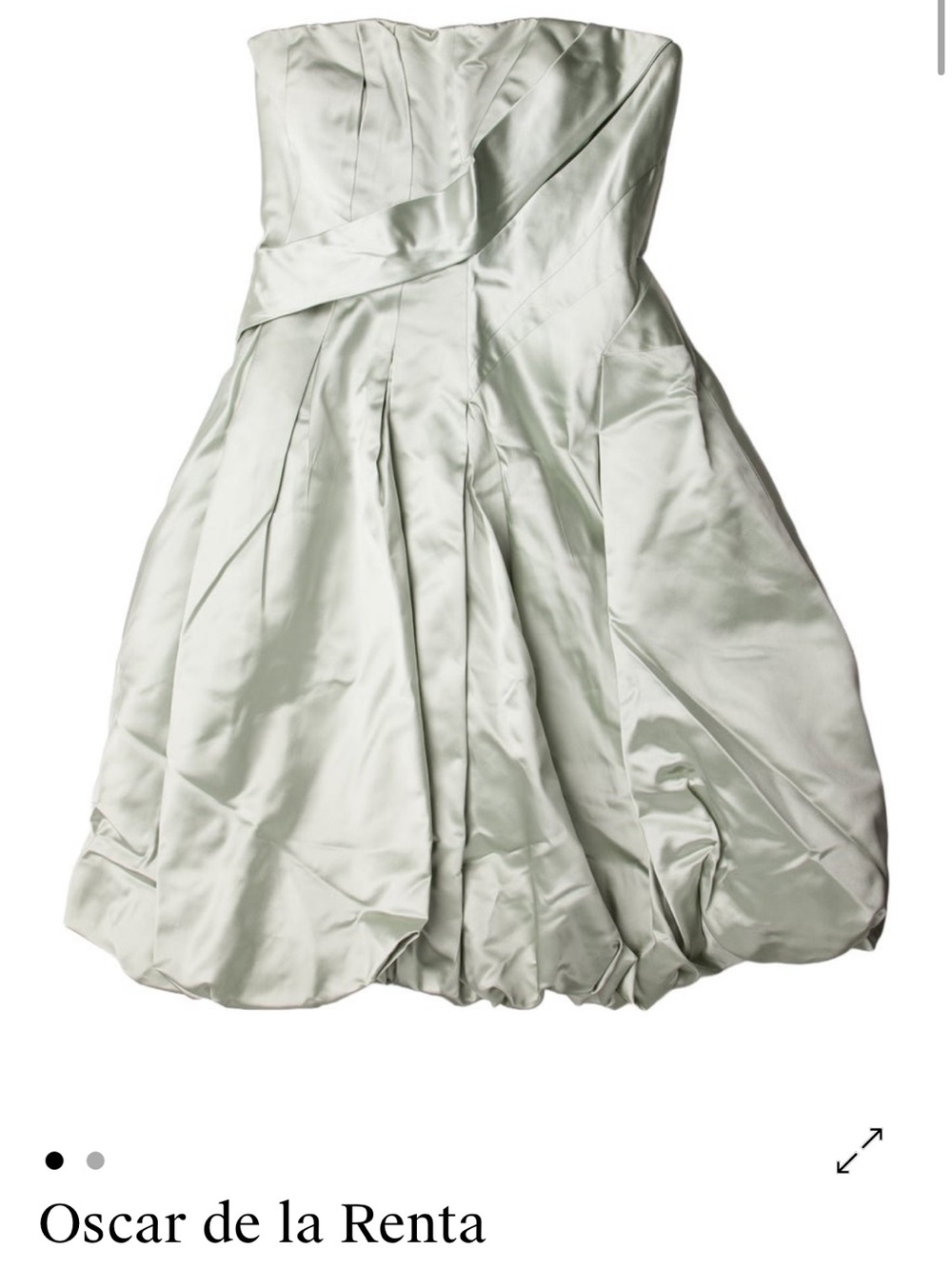 Oscar de la Renta Strapless Satin Cocktail Dress in Pale Mint Silver